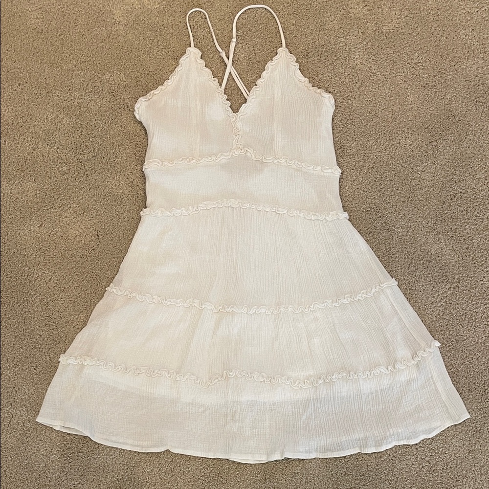 Dainty Hooligan off white cream ruffled v-neck sundress, size XS/S